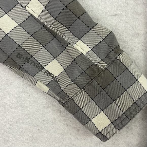 G-STAR Waterpatrol Shirt Mens Large Gray Plaid Flannel Zip Button Up - Picture 13 of 16